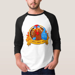 Camiseta Desenho divertido de Ação de Graças em estilo de d