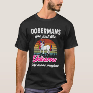 Camiseta Desenho Divertido de Dobermans Unicórnio Retro Vin