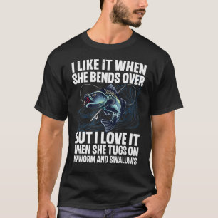 Camiseta Desenho Divertido de Pesca para Homens Mulheres Pe