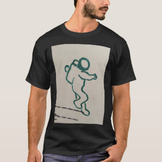 Camiseta Desenho do Astronauta Verde em Branco