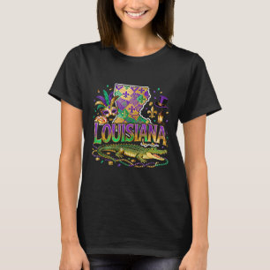 Camiseta Desenho do Carnaval do Jacaré do Mardi Gras da Lou