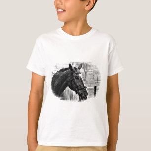 Camiseta Desenho do Cavalo Branco Negro