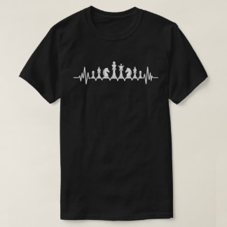 Camiseta Desenho do Coração de Xadrez Peças de Xadrez Ritmo