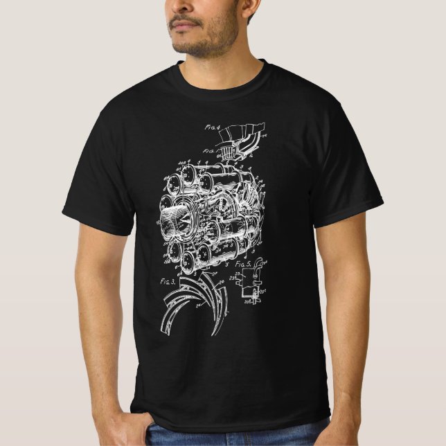 Camiseta Desenho do motor de Engenheiro mecânico da aeronav (Frente)