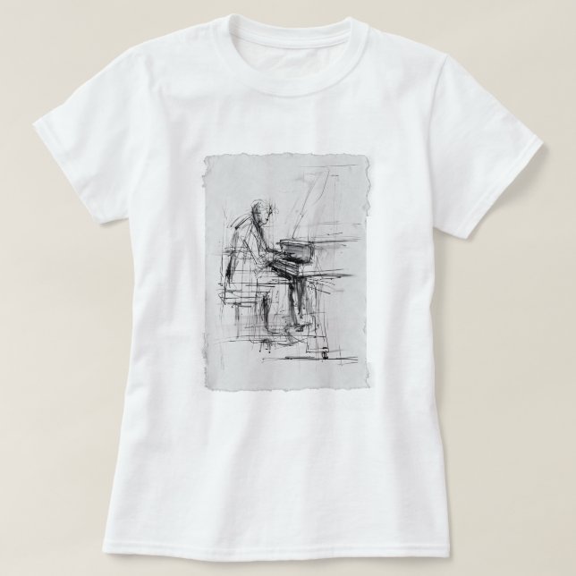 Camiseta Desenho do Pianista abstrato - (Frente do Design)
