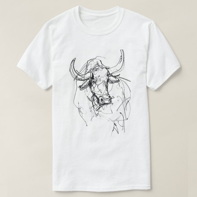 Camiseta Desenho do Retrato abstrato Bull (Frente do Design)