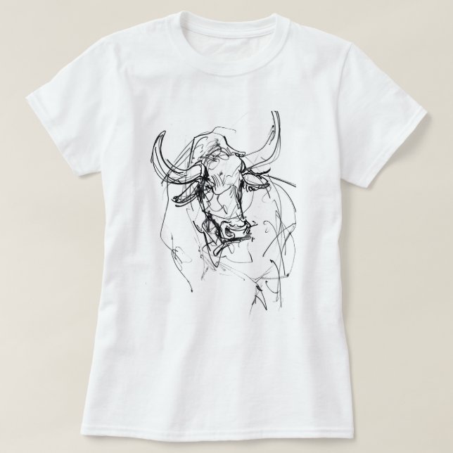 Camiseta Desenho do Retrato abstrato Bull (Frente do Design)