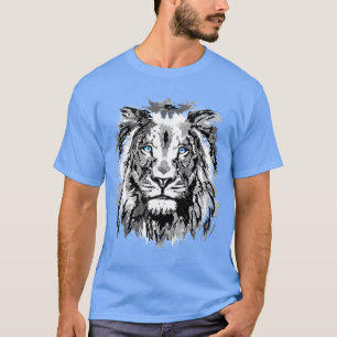 Camiseta Desenho Do Retrato Da Leão Da cinza - Camisa-Leão