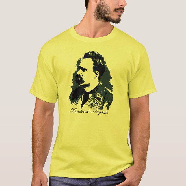 Camiseta Desenho do vetor do retrato de Friedrich Nietzsche (Frente)