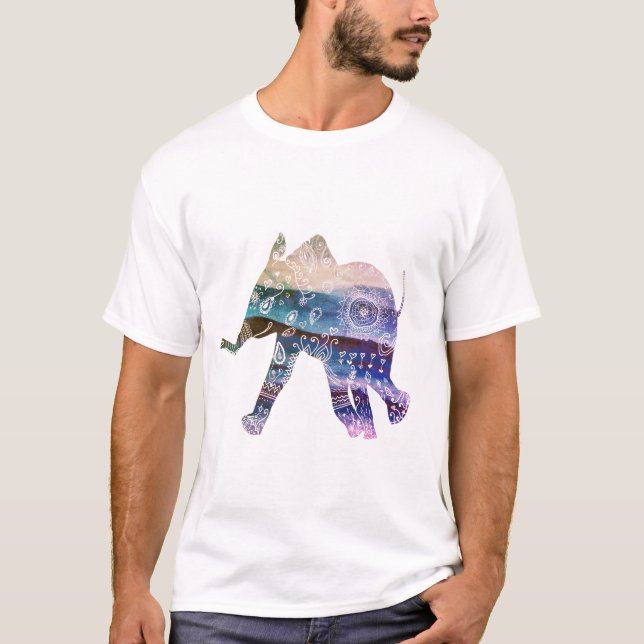 Camiseta Desenho elefante de Mandala (Frente)