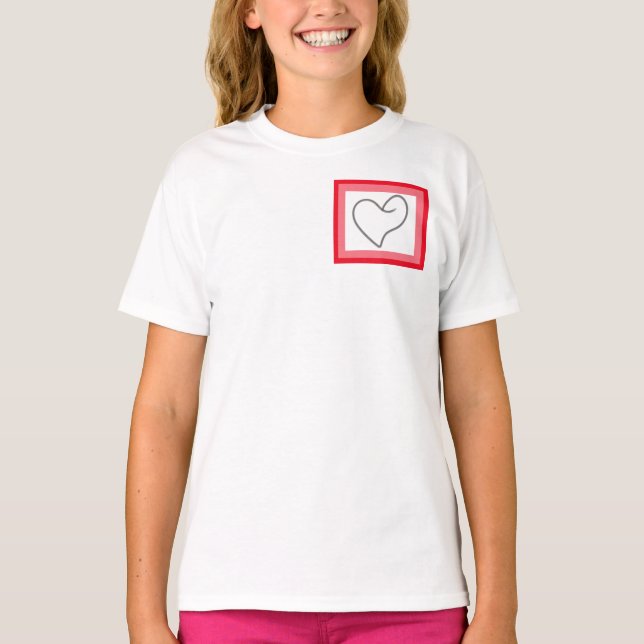 Camiseta Desenho Elegante em Forma de Coração (Frente)