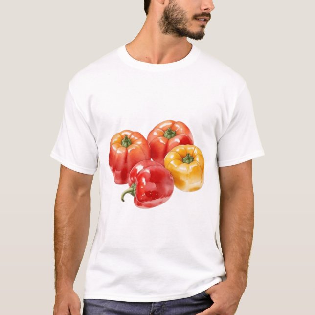Camiseta Desenho em Água de Quatro Frutas de Paprika (Frente)