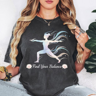 Camiseta Desenho em Aquarela da Pose de Guerreiro do Yoga e