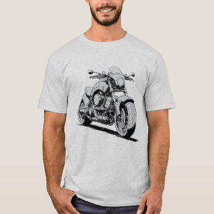 Camiseta Desenho em Tinta Cyberpunk da Motocicleta Futuríst