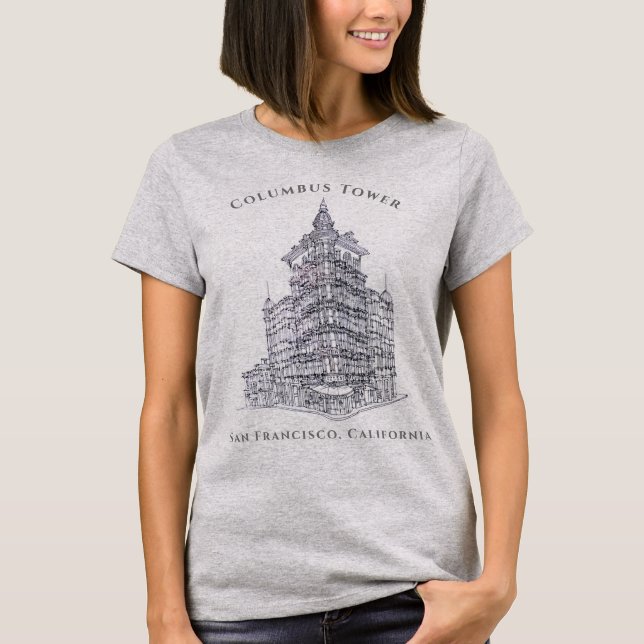 Camiseta Desenho em Torre Colombo | San Francisco, CA T-Shi (Frente)