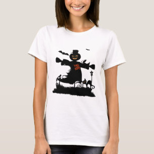 Camiseta Desenho engraçado de Halloween com espantalho