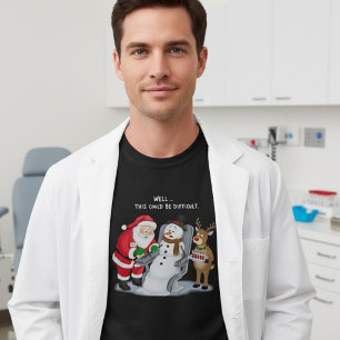 Camiseta Desenho engraçado do Papai Noel tirando sangue do