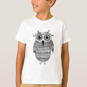 Camiseta Desenho étnico da tinta da coruja