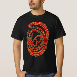 Camiseta Desenho Floral Abstrato Espiral Linha Vermelha Ele