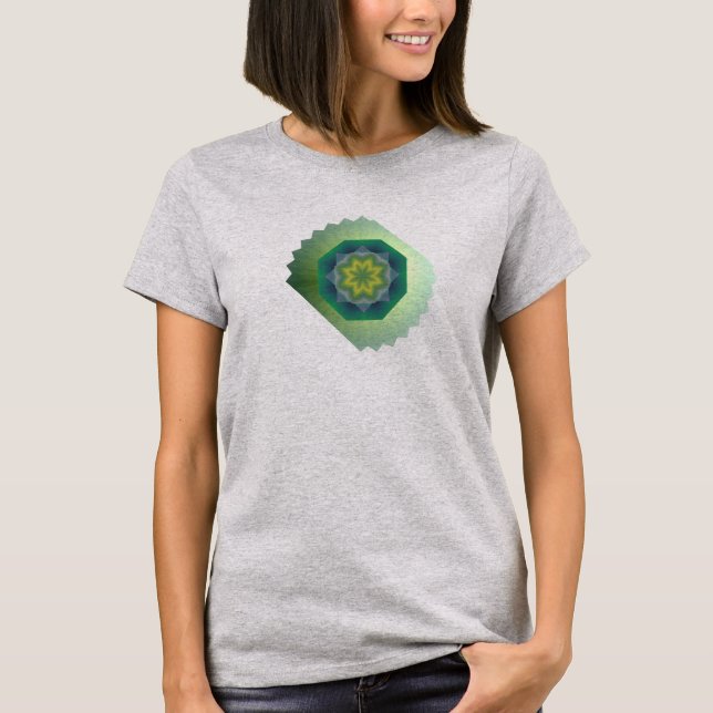Camiseta Desenho Floral com Bordas Flutadas (Frente)