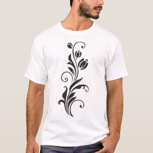 Camiseta Desenho Floral de Flores Ornamentais