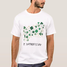 Camiseta Desenho Floral de Trevo Elegante para o Dia de São