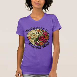 Camiseta Desenho floral de yin-yang. Tai Chi é lindo!