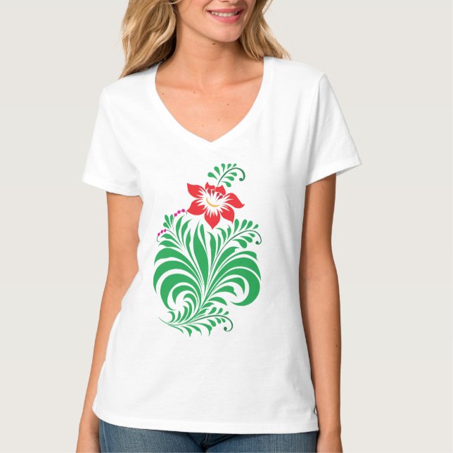 Camiseta Desenho Floral Ornamental – Elegante (Frente)
