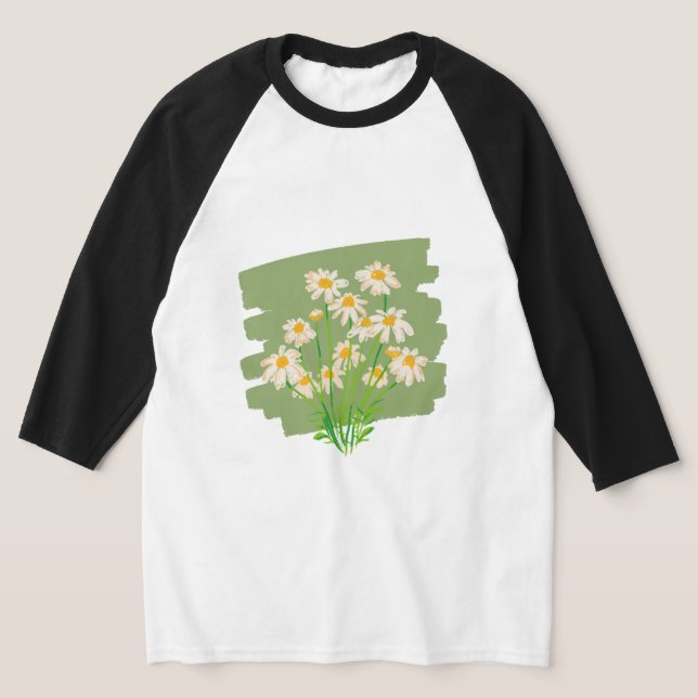 Camiseta Desenho Floral Rústico em Fundo Verde (Postura )