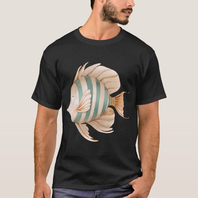 Camiseta Desenho fofo de peixe vintage (Frente)