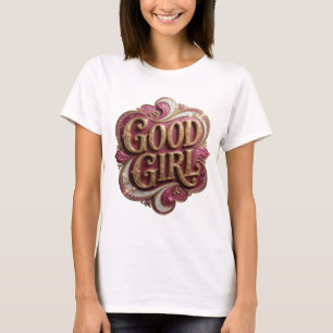Camiseta Desenho GOOD GIRL em Ouro Wirty