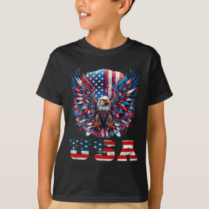 Camiseta Desenho Gráfico Águia Patriótica Bandeira EUA 