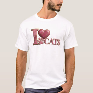 Camiseta Desenho Gráfico Deslumbrante Rosa EU AMO GATOS
