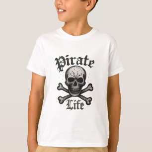 Camiseta Desenho Grunge Caveira e Ossos Cruzados da Vida Pi