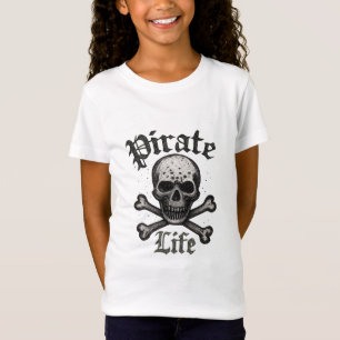 Camiseta Desenho Grunge Caveira e Ossos Cruzados da Vida Pi