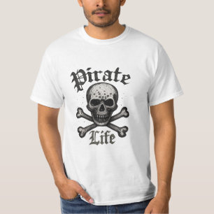 Camiseta Desenho Grunge Caveira e Ossos Cruzados da Vida Pi
