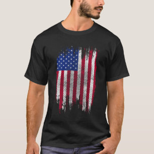 Camiseta Desenho Halftone da Bandeira dos EUA Distorcida