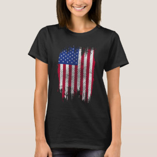 Camiseta Desenho Halftone USA Bandeira Distorcida