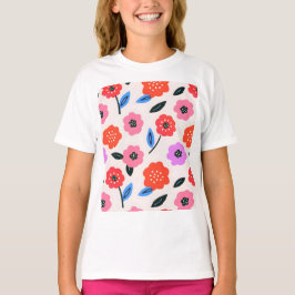 Camiseta Desenho Han de padrão de flores