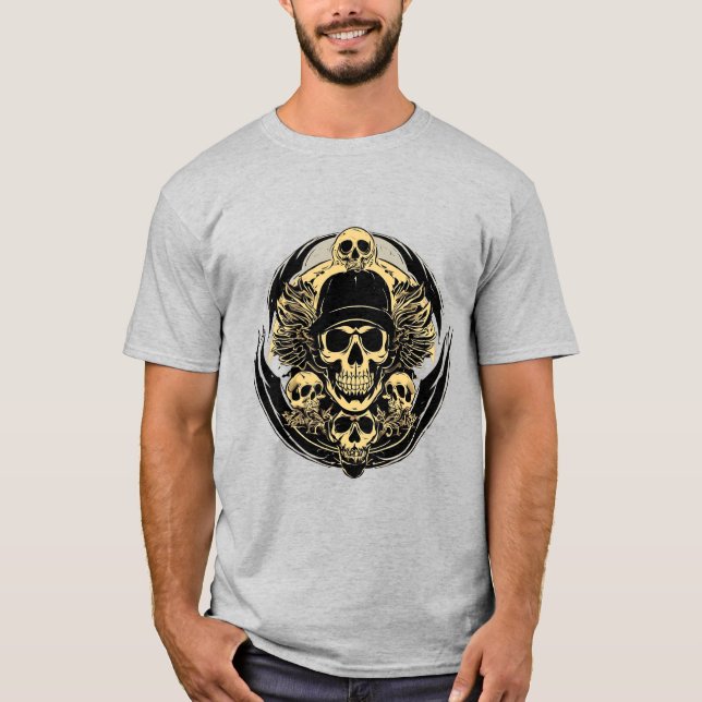 Camiseta Desenho Intricado de Caveira (Frente)