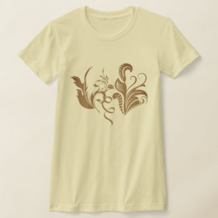 Camiseta Desenho Intrincado de Redemoinho Botânico e Folhas