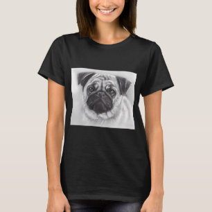 Camiseta Desenho Linear de Pug Hipster
