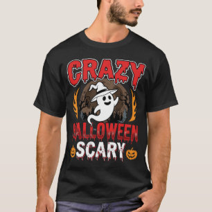 Camiseta Desenho Louco de Halloween Fantasma Assustador e A