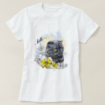 Desenho manual de gata britânica negra engraçada c