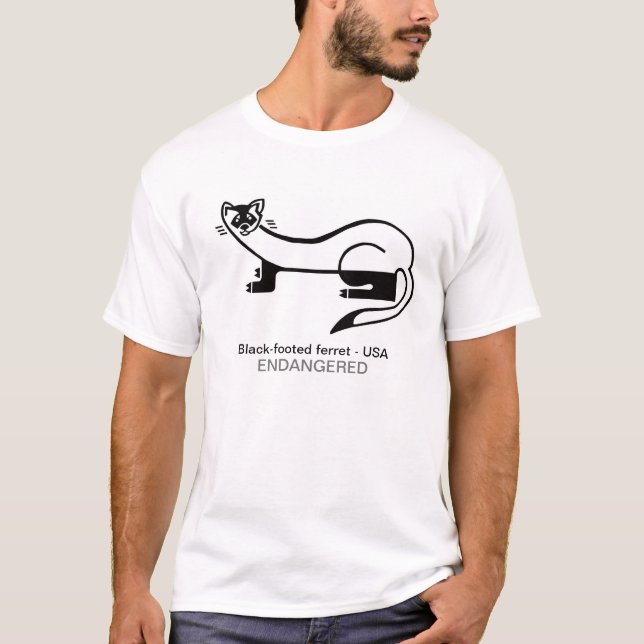 Camiseta Desenho manual - FERRET de pés negros - EUA - (Frente)