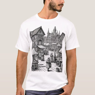 Camiseta Desenho Mão Desenhado no Mercado Medieval