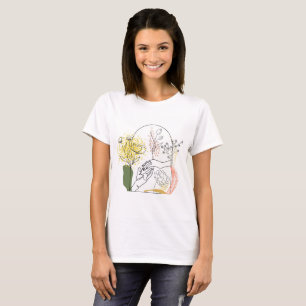 Camiseta Desenho Mínimo Abstrato de Retrato em Mão