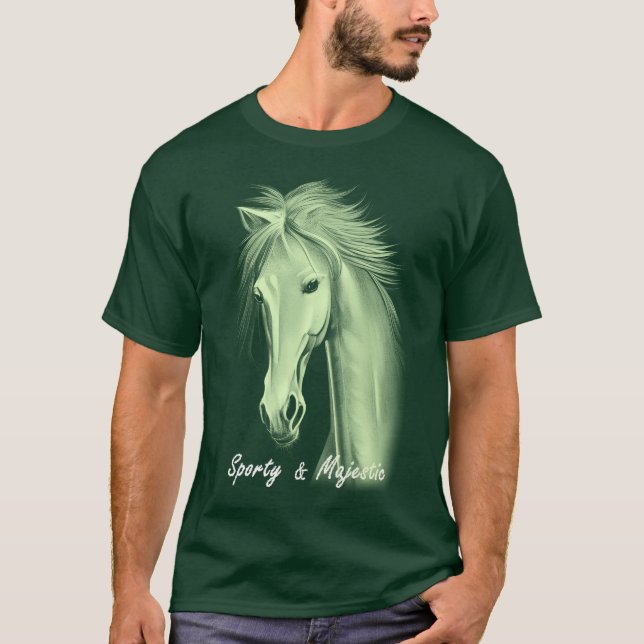 Camiseta Desenho monocromático de desportistas e cavalos ma (Frente)