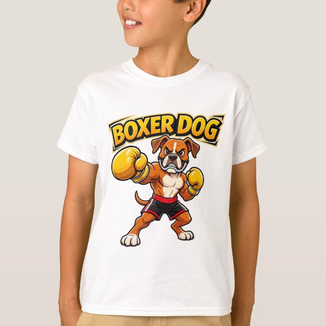 Camiseta Desenho Original Cão de Boxe Engraçado (Frente)