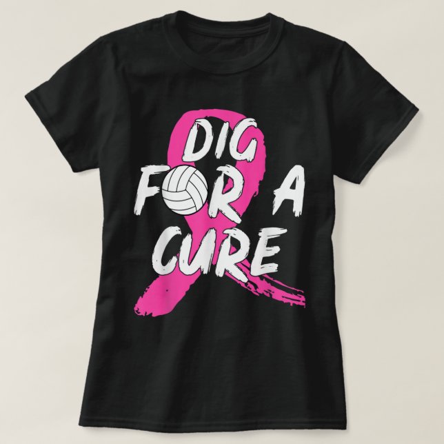 Camiseta Desenho Para Uma Consciência Do Cancer De Voleibol (Frente do Design)